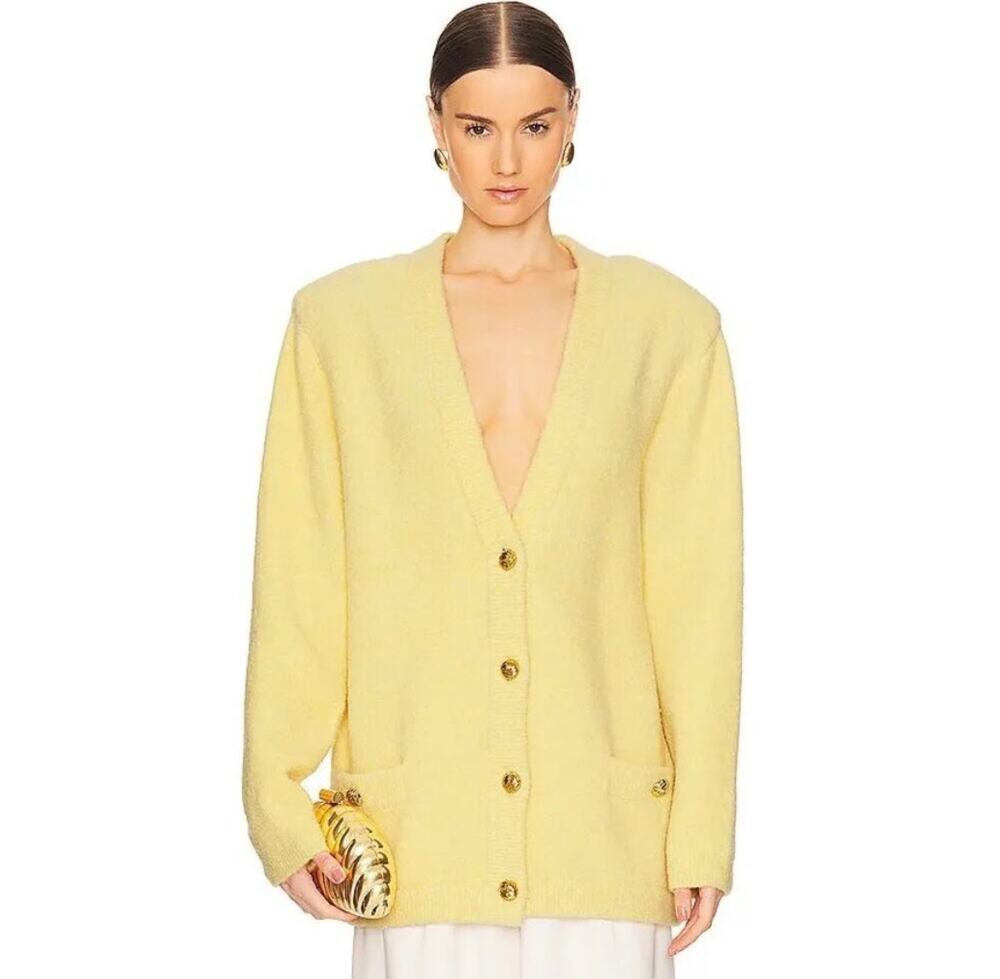 NWT Ronny Kobo Hilari Knit cardigan XL Sunglow Wool Blend Quiet Luxury Cozy chic
